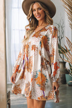 Load image into Gallery viewer, Mini Dress | Printed V-Neck Balloon Sleeve Mini Dress