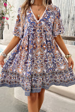 Load image into Gallery viewer, Womens Mini Dress | Printed V-Neck Half Sleeve Mini Dress | Mini Dress