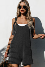 Load image into Gallery viewer, Dark Grey Striped Print Knotted Straps Pocketed Romper | Bottoms/Jumpsuits & Rompers