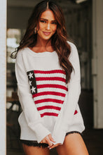 Load image into Gallery viewer, American Flag Sweater | Cable Knit Drop Shoulder Sweater