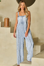 Load image into Gallery viewer, Beau Blue Light Wash Frayed Exposed Seam Wide Leg Denim Overall | Bottoms/Jumpsuits & Rompers