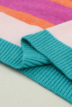 Load image into Gallery viewer, Multicolor Striped Knit Drop Shoulder Puff Sleeve Sweater | Tops/Sweaters & Cardigans