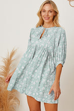 Load image into Gallery viewer, Babydoll Dress | Floral Tie Neck Ruched Dress