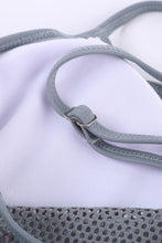 Load image into Gallery viewer, Light Gray Tankini with Stripes Patchwork | Swimwear/Tankinis