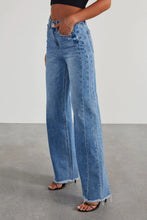 Load image into Gallery viewer, Blue Jeans-Raw Hem Wide Leg Blue Jeans with Pockets | Blue Jeans
