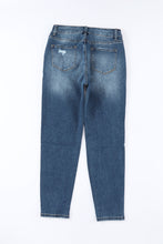 Load image into Gallery viewer, Blue Distressed Button Fly High Waist Skinny Jeans | Bottoms/Jeans