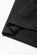 Load image into Gallery viewer, Black Notched Neck Pleated Puff Sleeve Shift T-shirt Dress | Dresses/T Shirt Dresses