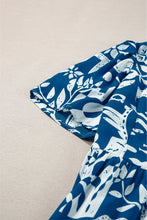 Load image into Gallery viewer, Blue Ricrac Trim Split Neck Floral Loose Dress | Dresses/Floral Dresses