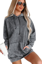 Load image into Gallery viewer, Gray Mineral Wash Kangaroo Pocket Drawstring Pullover Hoodie | Tops/Sweatshirts & Hoodies