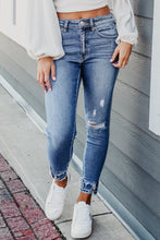 Load image into Gallery viewer, Blue Jeans | Raw Hem Distressed Blue Jeans with Pockets | Blue Jeans