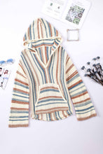 Load image into Gallery viewer, Multicolor Striped Knit Kangaroo Pocket Hooded Sweater | Tops/Sweaters & Cardigans