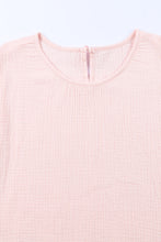 Load image into Gallery viewer, Pink Textured Tiered Ruffled Short Sleeve Blouse | Tops/Blouses & Shirts