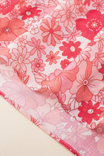 Load image into Gallery viewer, Womens Blouse-Floral V-Neck Three-Quarter Sleeve Blouse | Tops/Blouses & Shirts