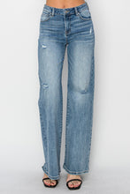 Load image into Gallery viewer, RISEN Wide Leg Jeans | High Waist Distressed Blue Jeans
