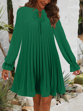 Load image into Gallery viewer, Pleated Mini Dress | Tie Neck Flounce Sleeve