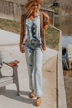 Load image into Gallery viewer, Blue Vintage Washed Flag Print Shift Tank Top