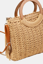 Load image into Gallery viewer, Crochet Knit Convertible Tote Bag with Tassel