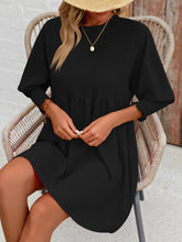 Load image into Gallery viewer, Womens Mini Dress-Round Neck Lantern Sleeve Mini Dress | Dress