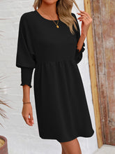 Load image into Gallery viewer, Womens Mini Dress-Round Neck Lantern Sleeve Mini Dress | Dress