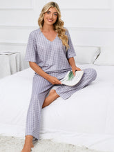 Load image into Gallery viewer, Womens Loungewear-Printed V-Neck Top and Pants Lounge Set | pajamas