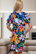 Load image into Gallery viewer, Womens Mini Dress-Printed Johnny Collar Half Sleeve Mini Dress | top
