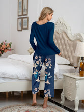 Load image into Gallery viewer, Womens Loungewear-Round Neck Top and Printed Pants Lounge Set | pajamas