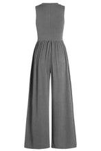 Load image into Gallery viewer, Womens Jumpsuit-Round Neck Sleeveless Jumpsuit with Pockets | jumpsuit