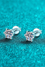 Load image into Gallery viewer, Moissanite Stud Earrings-1 Carat Moissanite Rhodium-Plated Stud Earrings | moissanite earrings