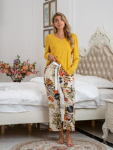 Load image into Gallery viewer, Womens Loungewear-Round Neck Top and Printed Pants Lounge Set | pajamas