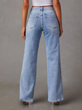 Load image into Gallery viewer, Blue Jeans-High Waist Straight Blue Jeans with Pockets | Blue Jeans