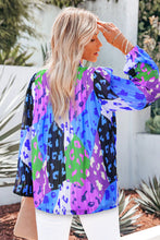 Load image into Gallery viewer, Womens Blouse-Printed Notched Long Sleeve Blouse | Tops/Blouses & Shirts