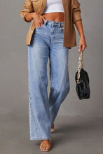 Load image into Gallery viewer, Blue Jeans-High Waist Straight Blue Jeans with Pockets | Blue Jeans