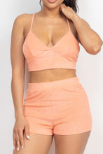 Load image into Gallery viewer, Terry Towel Bralette Top & Mini Shorts Set