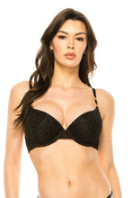 Load image into Gallery viewer, Womens Lingerie Bra-Black Velvet Push Up Bra