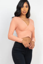 Load image into Gallery viewer, BodyCon Top | Ribbed Wrap Front Long Sleeve Top