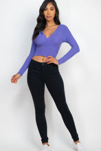 Load image into Gallery viewer, BodyCon Top | Ribbed Wrap Front Long Sleeve Top