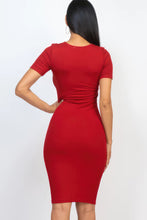 Load image into Gallery viewer, Bodycon Dress- Red Ribbed Bodycon Midi Dress