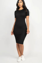 Load image into Gallery viewer, Bodycon Dress-Black Ribbed Bodycon Midi Dress
