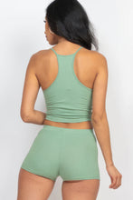 Load image into Gallery viewer, Womens Shorts Set-Ribbed Crop Cami Top & Shorts Set