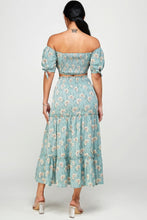Load image into Gallery viewer, Floral Off Shoulder Sleeve Back Tie Top Skirt Set | Dresses/Midi Dresses