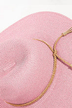 Load image into Gallery viewer, Womens Hats-Pink Fame Straw Braided Rope Strap Fedora Hat