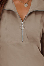 Load image into Gallery viewer, Womens Mini Dress-Half Zip Dropped Shoulder Mini Sweatshirt Dress | Dress