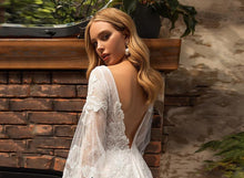 Load image into Gallery viewer, Lace Beach Wedding Dress- Beach Wedding Gown Puff Sleeves | Wedding Dresses