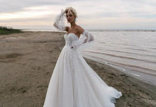 Load image into Gallery viewer, Bohemian Wedding Dress-Lace Bridal Gown-Detachable Puff Sleeves | Wedding Dresses