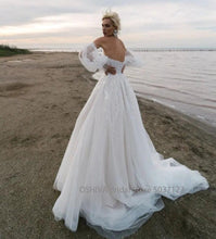 Load image into Gallery viewer, Bohemian Wedding Dress-Lace Bridal Gown-Detachable Puff Sleeves | Wedding Dresses