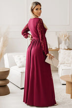 Load image into Gallery viewer, Womens Maxi Dress-Lace Detail Surplice Tie-Waist Maxi Dress | Dress
