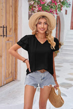 Load image into Gallery viewer, Womens Blouse-Layered Flutter Sleeve Tie Neck Top | Tops/Blouses & Shirts