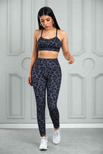 Load image into Gallery viewer, Womens Activewear-Leopard Cutout Sports Bra and Leggings Set | Activewear/Activewear Sets
