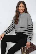 Load image into Gallery viewer, Womens Sweater-Mock Neck Long Sleeve Zip-Up Sweater