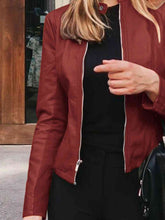 Load image into Gallery viewer, Womens Jacket-Casual Mock Neck Zip Up Jacket